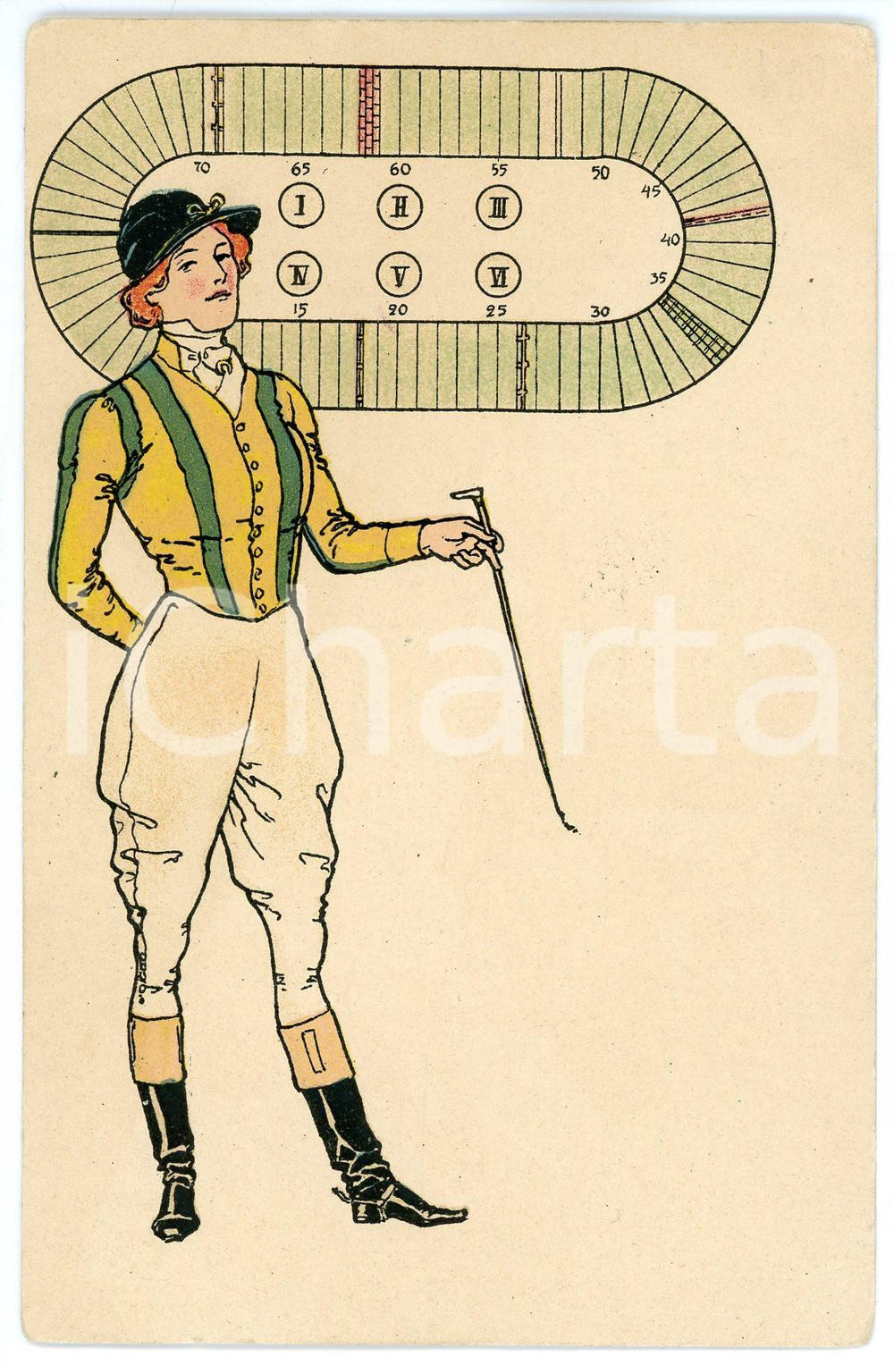 1900 ca HORSE RACING - Lady - Glamour old postcard  Cartolina postale d'epoca, non viaggiata.CONDIZIONI: GFORMATO: FP    originale e autentica 1