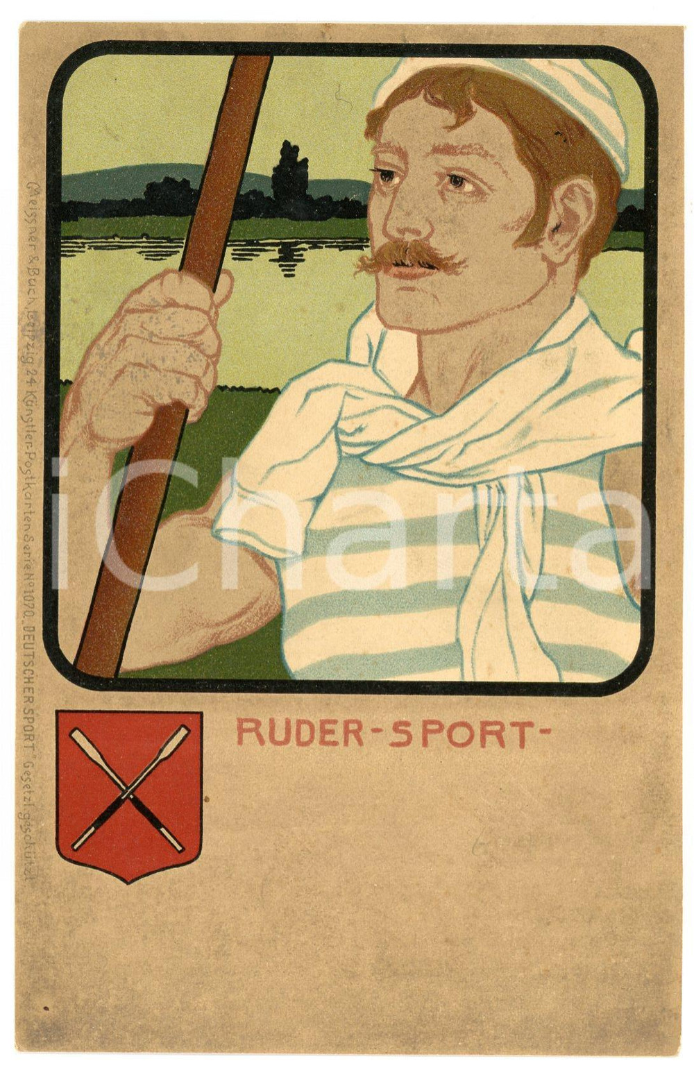 1900 ca GERMANY - DEUTSCHER SPORT - Ruder - Man - Old postcard  Cartolina postale d'epoca, non viaggiata.CONDIZIONI: GFORMATO: FP    originale e autentica 1