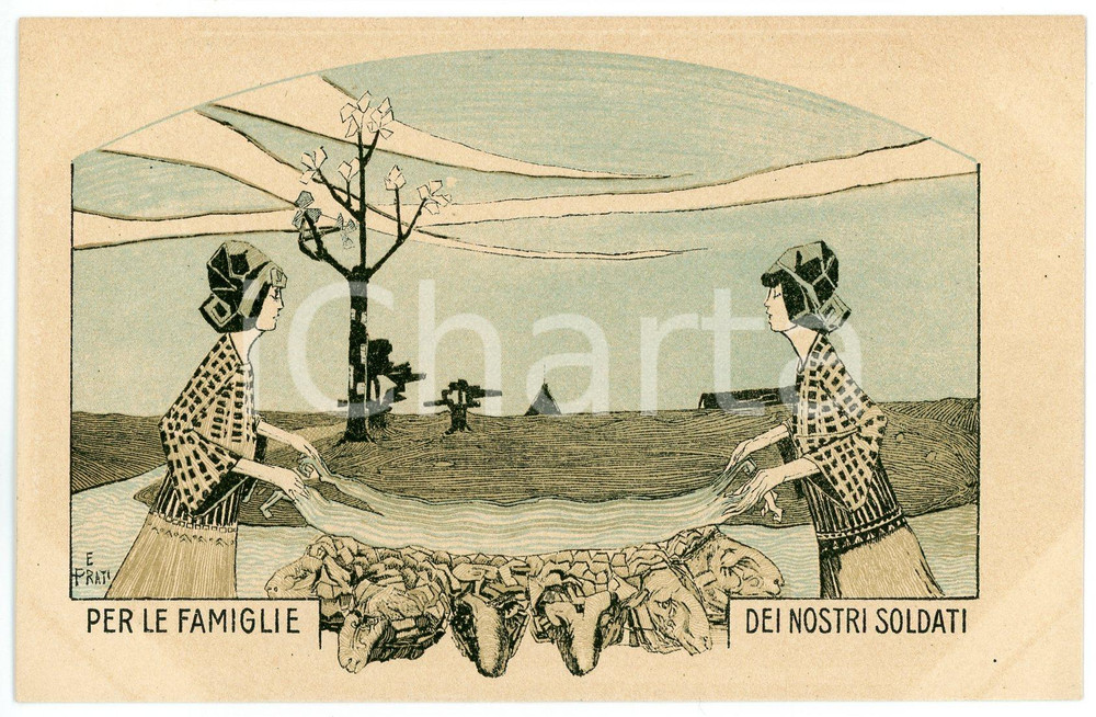 1915 ca WW1 Artista E. FRATI Per le famiglie dei nostri soldati - Cartolina FP  Cartolina d'epoca, non viaggiata. FAIR/discreto lievi smussature agli angoli Formato: FP originale e autentica 1