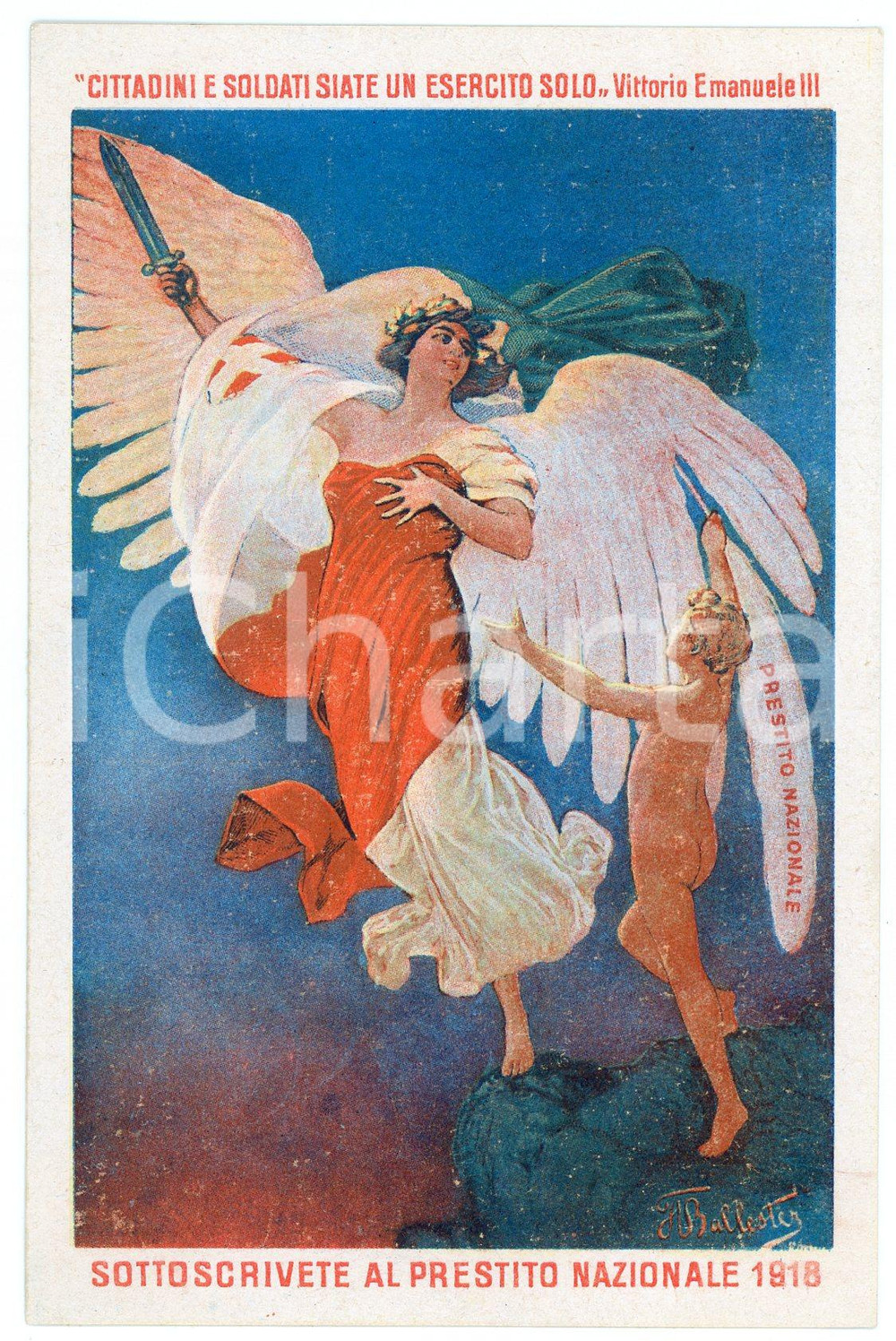 1918 WW1 Artista Federico BALLESTER Prestito Nazionale - Cartolina FP NV  Cartolina postale d'epoca, non viaggiata. FAIR/discreto Lievi smussature agli angoli, stampa fuori squadro al verso Formato: FP originale e autentica 1