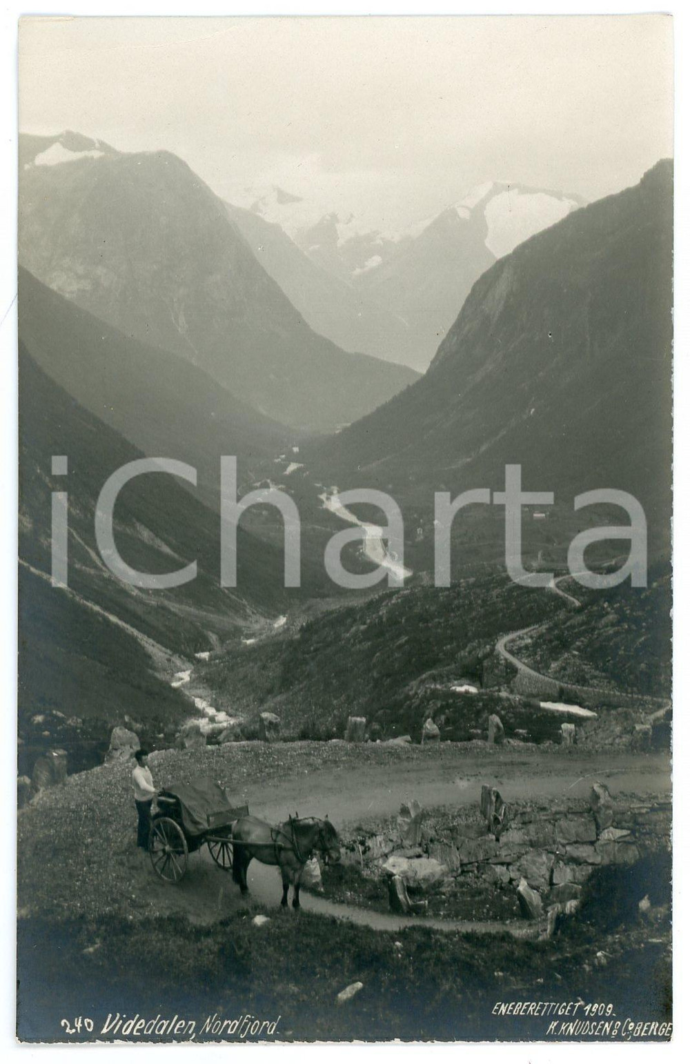 1909 VIDEDALEN - STRYN (NORWAY) Nordfjord - Horse on the trail - Postcard FP NV Cartolina postale d'epoca, non viaggiata. POOR/danneggiato profonde piegature all'angolo superiore sinistro Formato: FP originale e autentica 1