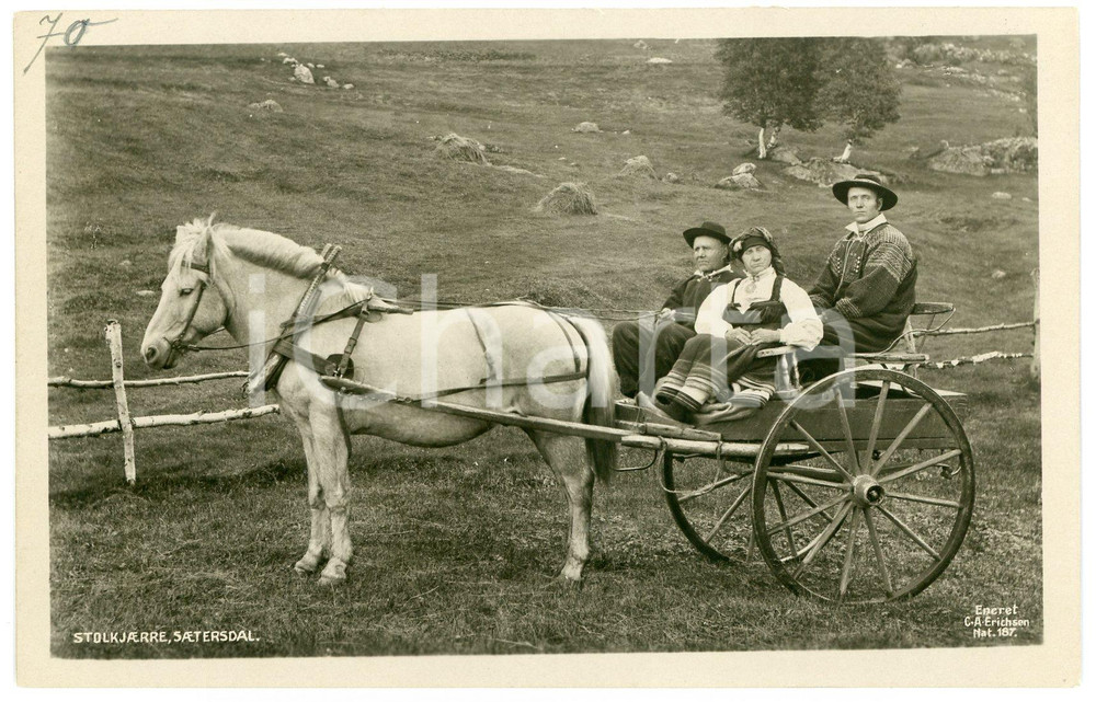 1935 ca SETESDAL (NORWAY) Stolkjerre - Horse-drawn carriage - Postcard FP NV  Cartolina d'epoca, non viaggiata. FAIR/discreto Lievi smussature agli angoli Formato: FP originale e autentica 1