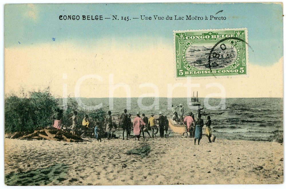 1911 CONGO BELGE Une vue du Lac Moero à PWETO Carte postale n.145 FP VG  Cartolina postale d'epoca, viaggiata.CONDIZIONI: FAIRFORMATO: FP    originale e autentica 1