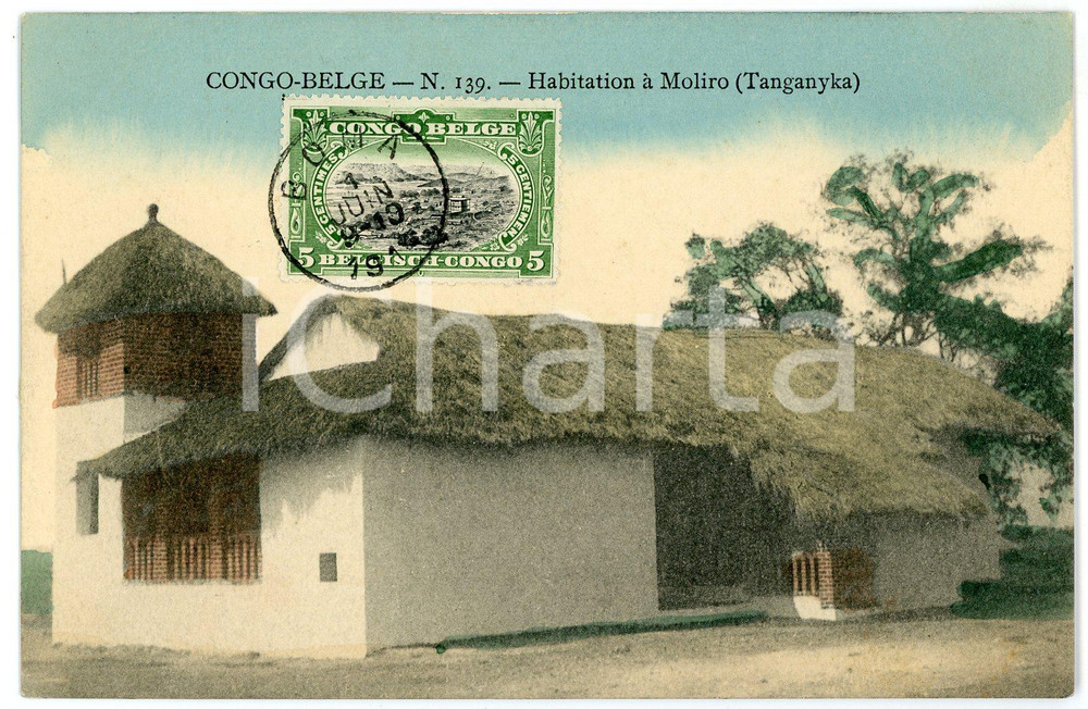 1911 CONGO BELGE - TANGANYKA Habitation à MOLIRO Carte postale n.139 FP VG  Cartolina postale d'epoca, viaggiata.CONDIZIONI: FAIRFORMATO: FP    originale e autentica 1