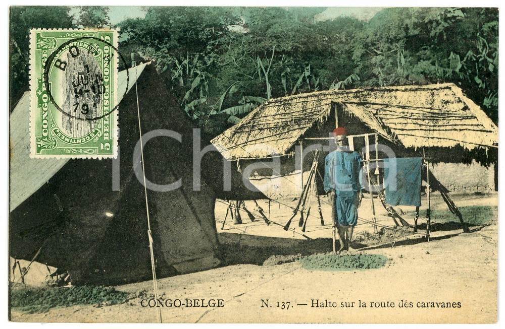 1911 CONGO BELGE Halte sur la route des caravanes - Carte postale n.137 FP VG  Cartolina postale d'epoca, viaggiata.CONDIZIONI: FAIRFORMATO: FP    originale e autentica 1