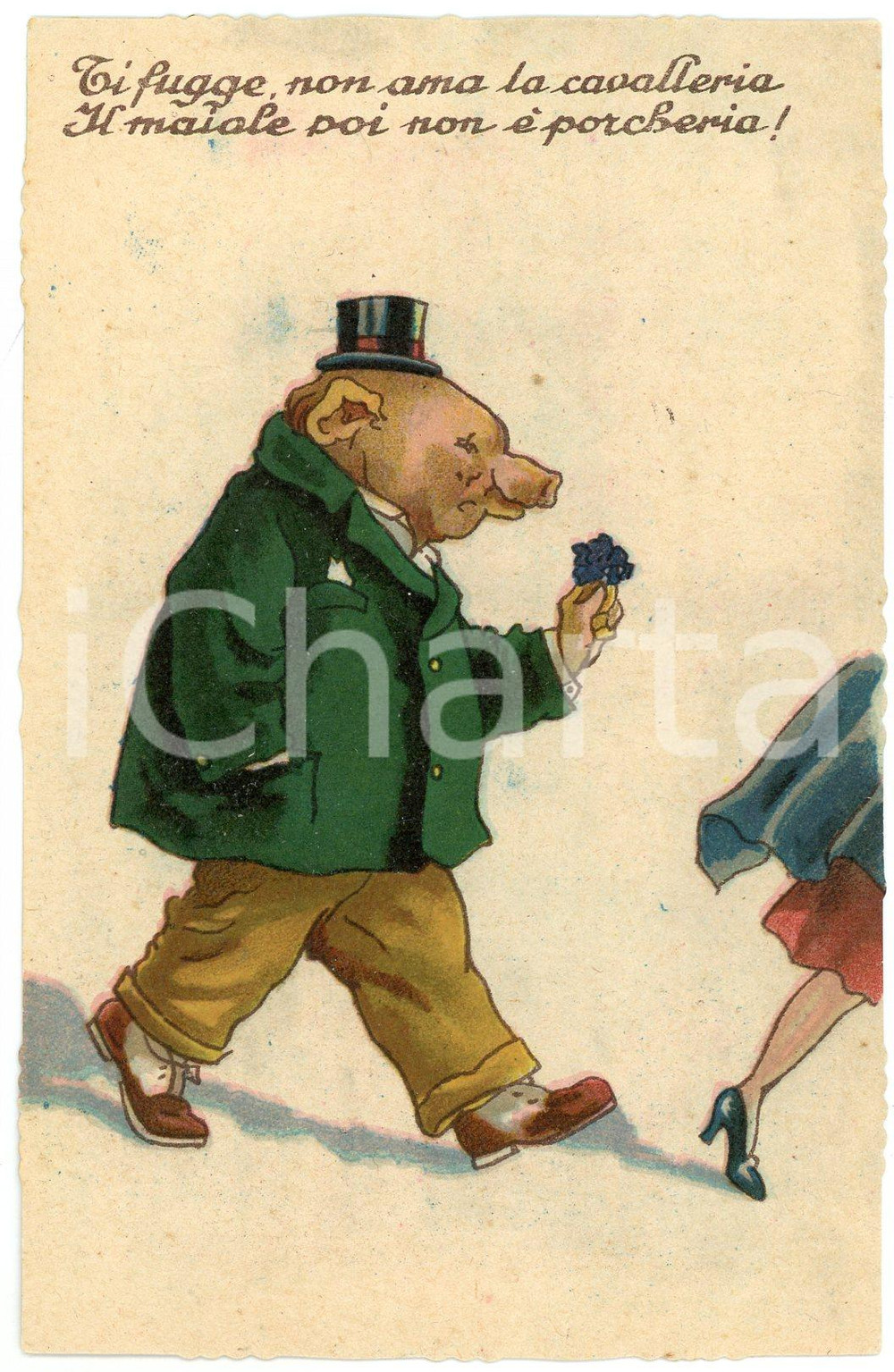 1910 ca. SATIRA Il maiale poi non è porcheria! - Cartolina illustrata  Cartolina postale d'epoca, non viaggiata.CONDIZIONI: G FORMATO: FP    originale e autentica 1