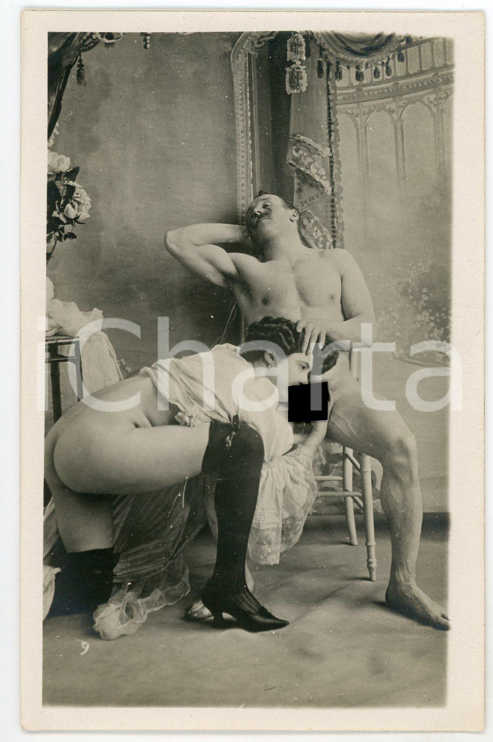1910 ca VINTAGE EROTIC Couple in a boudoir - Oral sex *RARE PORN Photo 9x14 Fotografia originale d'epoca.CONDIZIONI: GFORMATO: 9x14 cm    originale e autentica 1