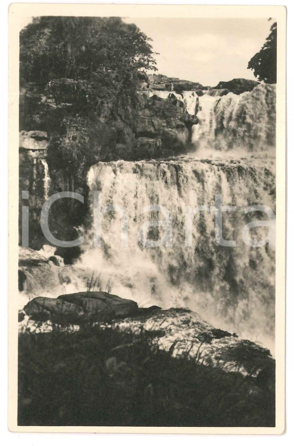 1930 ca C. ZAGOURSKI «L'Afrique qui disparaît» Chute de l'Inkisi *Postcard n.185  Fotocartolina postale d'epoca, appartenente alla serie &laquo;L'Afrique qui dispara&icirc;t&raquo; del fotografo Casimir Zagourski (L&eacute;opoldville).N&deg; 185, non viaggiata.CONDIZIONI: G FORMATO: 9x14 cm     originale e autentica 1