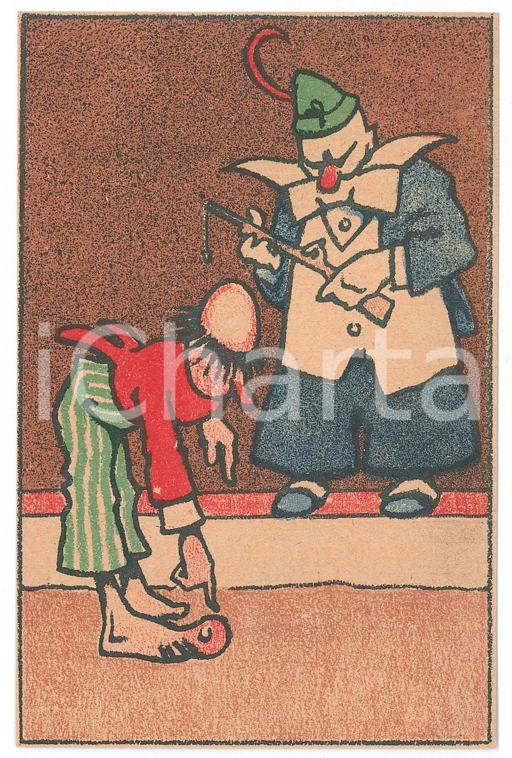 1910 ca CIRCUS Clowns during the show ILLUSTRATED Postcard FP NV  Cartolina d'epoca, illustrata, non viaggiata.CONDIZIONI: GOODFORMATO: FP    originale e autentica 1