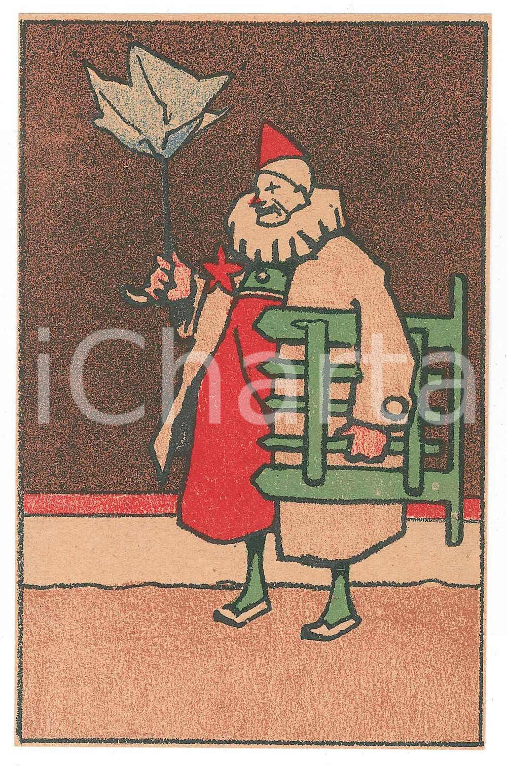 1910 ca CIRCUS Clown with broken umbrella ILLUSTRATED Postcard FP NV  Cartolina d'epoca, illustrata, non viaggiata.CONDIZIONI: GOODFORMATO: FP    originale e autentica 1
