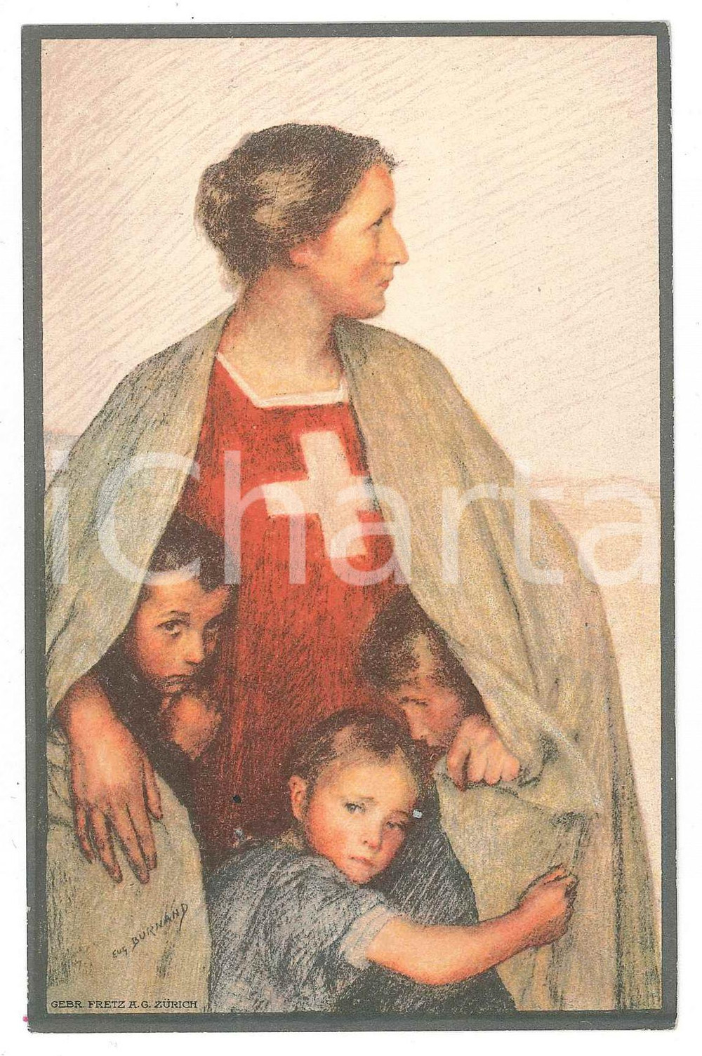 1917 SVIZZERA Festa Nazionale - Artista Eugène BURNAND Cartolina PRO CROCE ROSSA  Cartolina d'epoca, illustrata, non viaggiata.CONDIZIONI: FAIR (lievi smussature agli angoli)FORMATO: FP    originale e autentica 1