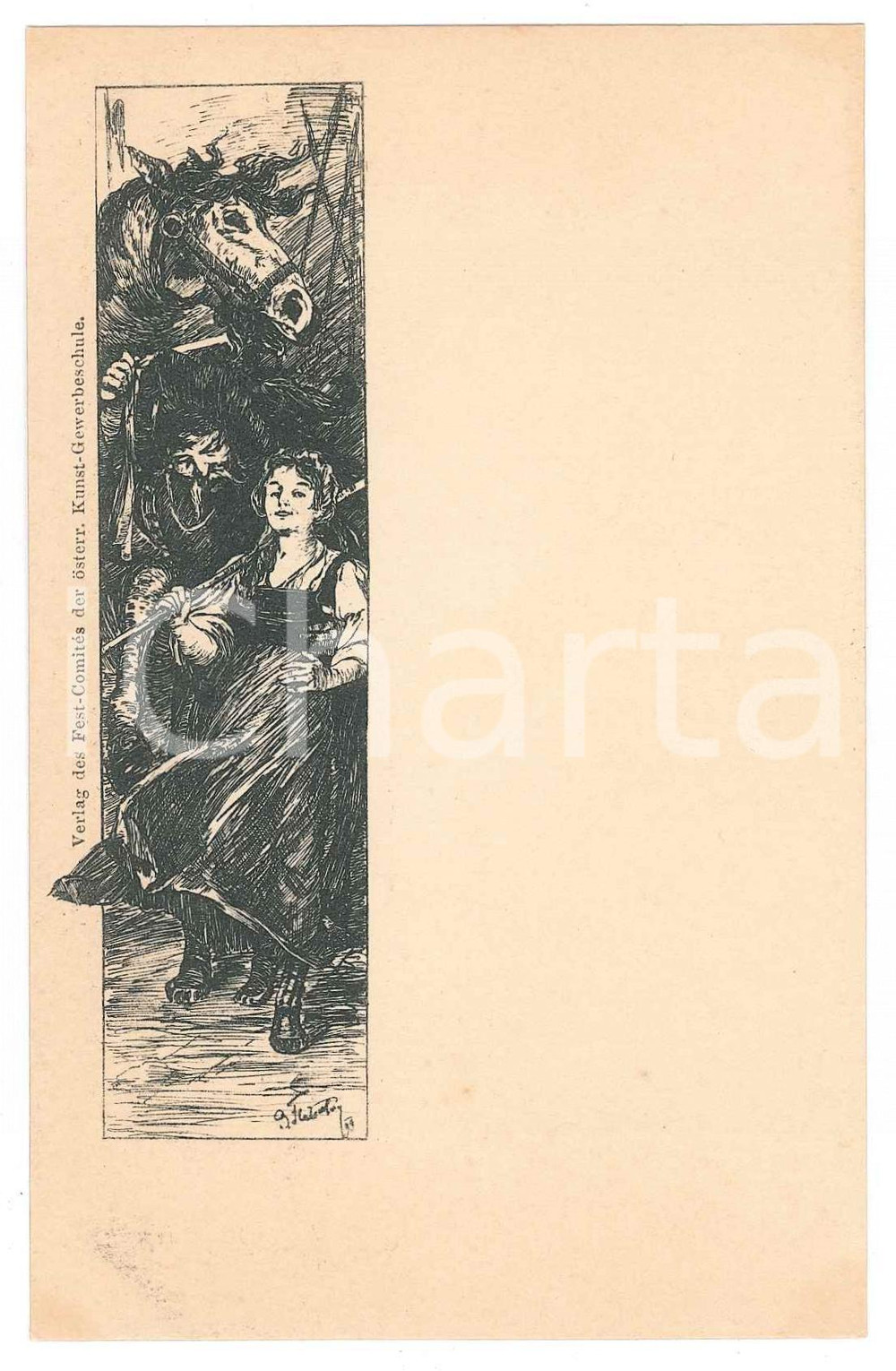 1900 ca OSTERREICH Osterreichische Kunstgewerbeschule ILLUSTRATED Postcard FP NV  Cartolina postale d'epoca, non viaggiata. FAIR/discreto Lievi smussature agli angoli Formato: FP originale e autentica 1