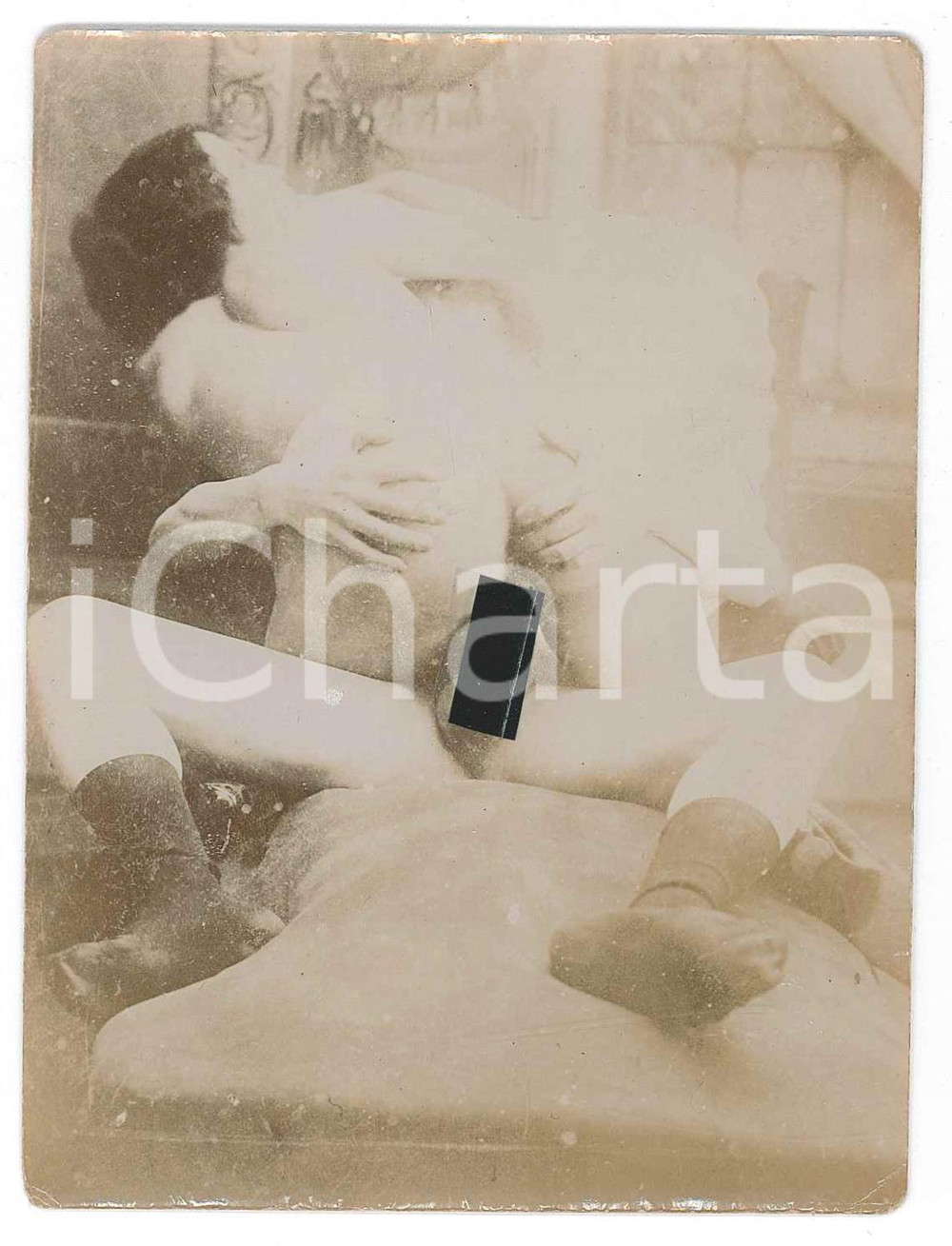 1900 ca VINTAGE EROTIC Couple having sex - RARE PORN Photo 9x12 cm (3) Fotografia originale d'epoca. GOOD/buono ma difetti di stampa Formato: 9x12 cm originale e autentica 1