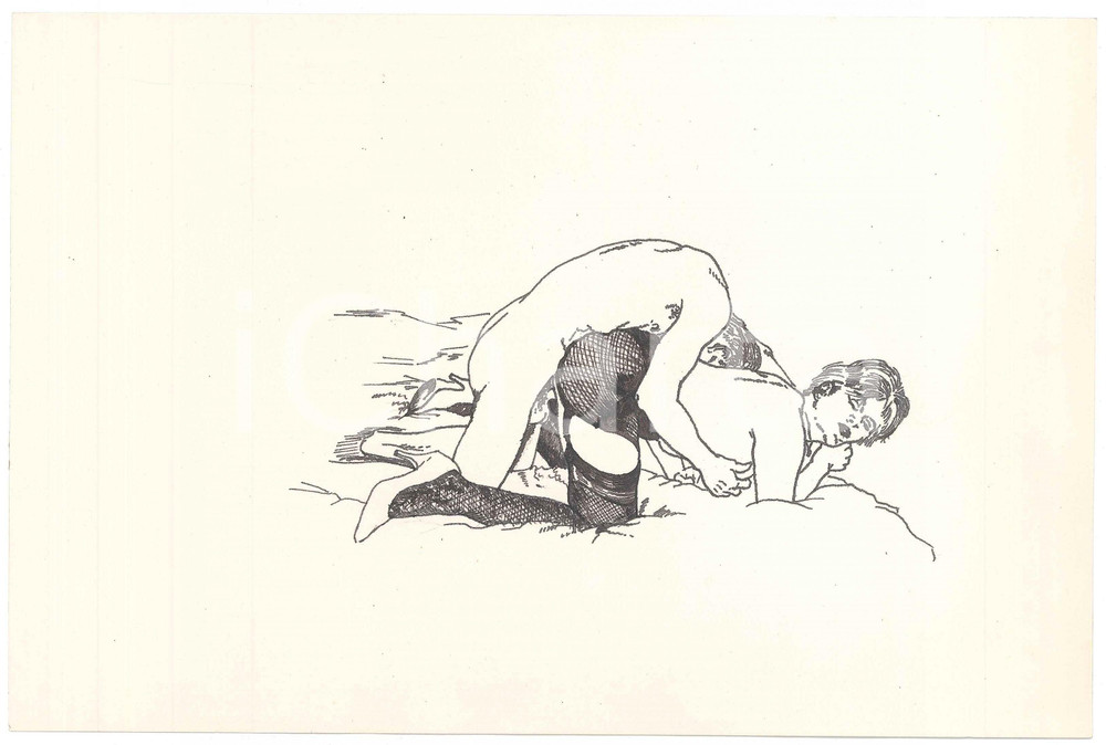 1960 ca VINTAGE EROTIC Sex on the bed - Couple (1) Drawing 27x18 cm  Disegno originale a china su carta. GOOD/buono  Formato: 27x18 cm originale e autentica 1