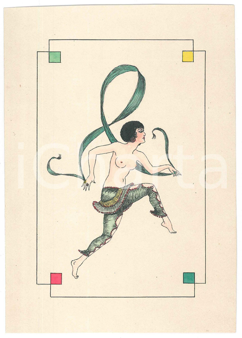1940 ca VINTAGE EROTIC - Dancer - Topless - Drawing 14x20 cm  Disegno originale a china su carta, acquerellato. GOOD/buono  Formato: 14x20 cm originale e autentica 1