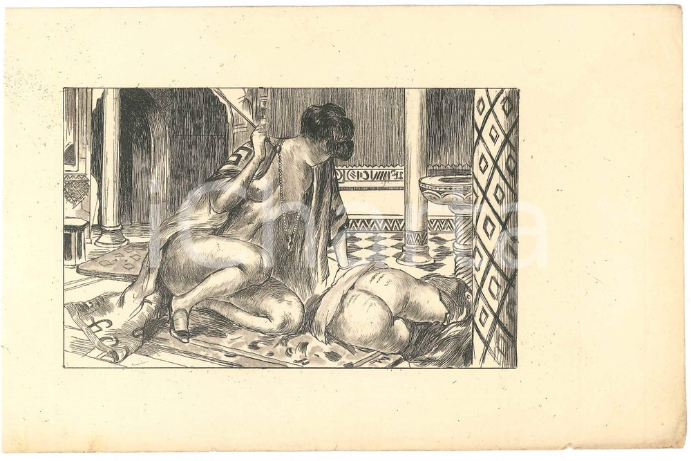1925 ca VINTAGE EROTIC BDSM Nude woman whipping - Engraving 21x13 cm  Stampa originale d'epoca. GOOD/buono  Formato: 21x13  cm originale e autentica 1