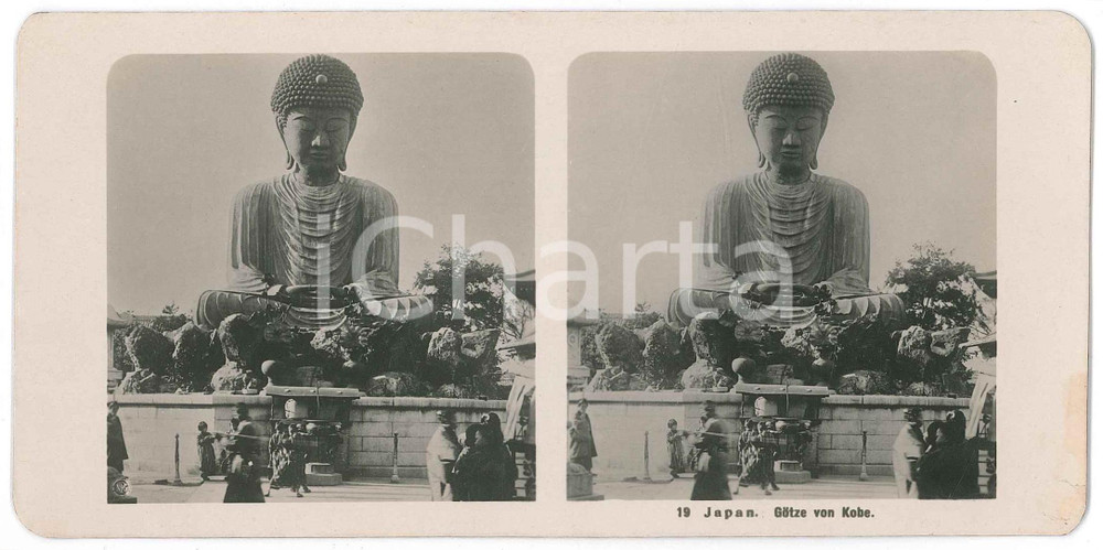 1910 ca JAPAN - Götze  von Kobe - ETHNIC Stereoview n° 19  Fotografia stereoscopica d'epoca.EDITORE: NPG  GOOD/buono  Formato: 18x9 cm originale e autentica 1