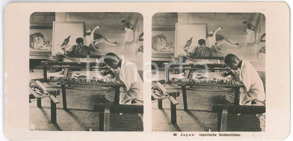 1910 ca JAPAN - Japanische Seidensticker - ETHNIC Stereoview n° 40  Fotografia stereoscopica d'epoca.EDITORE: NPG  GOOD/buono  Formato: 18x9 cm originale e autentica 1