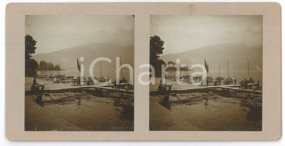 Settembre 1913 RIVA DEL GARDA (TN) Veduta con barche *Foto stereoscopica ANIMATA Fotografia stereoscopica d'epoca, su cartoncino rigido.Didascalia manoscritta al verso in lingua tedesca. GOOD/buono  Formato: 18x9 cm originale e autentica 1