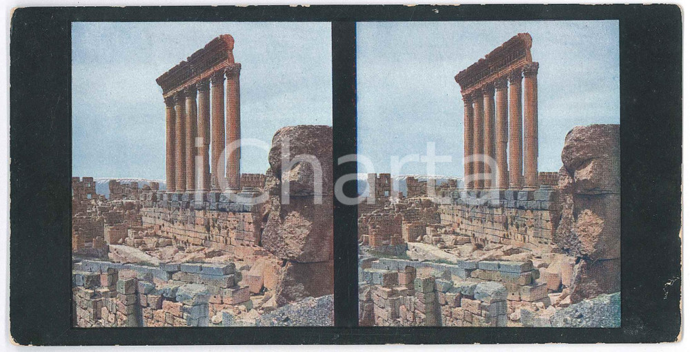 1910 ca BAALBEK (LEBANON) Temple of Jupiter and Bacchus - Stereoview 171 Fotografia stereoscopica d'epoca, su cartoncino morbido.EDITORE:  Chromoplast-Bild n&deg; 171  FAIR/discreto lievi abrasioni marginali Formato: 18x9 cm originale e autentica 1