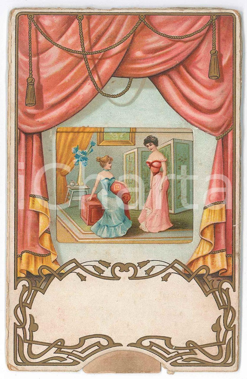 1910 ca VINTAGE EROTIC Femmes soulèvent la jupe - Carte à système FP NV  Cartolina postale d'epoca, non viaggiata, con apertura a finestrella sotto la quale si cela un'immagine erotica. VERY POOR/gravemente danneggiato Strappo lungo i margini maldestramento riparato con nastro adesivo Formato: 9x14 cm originale e autentica 1