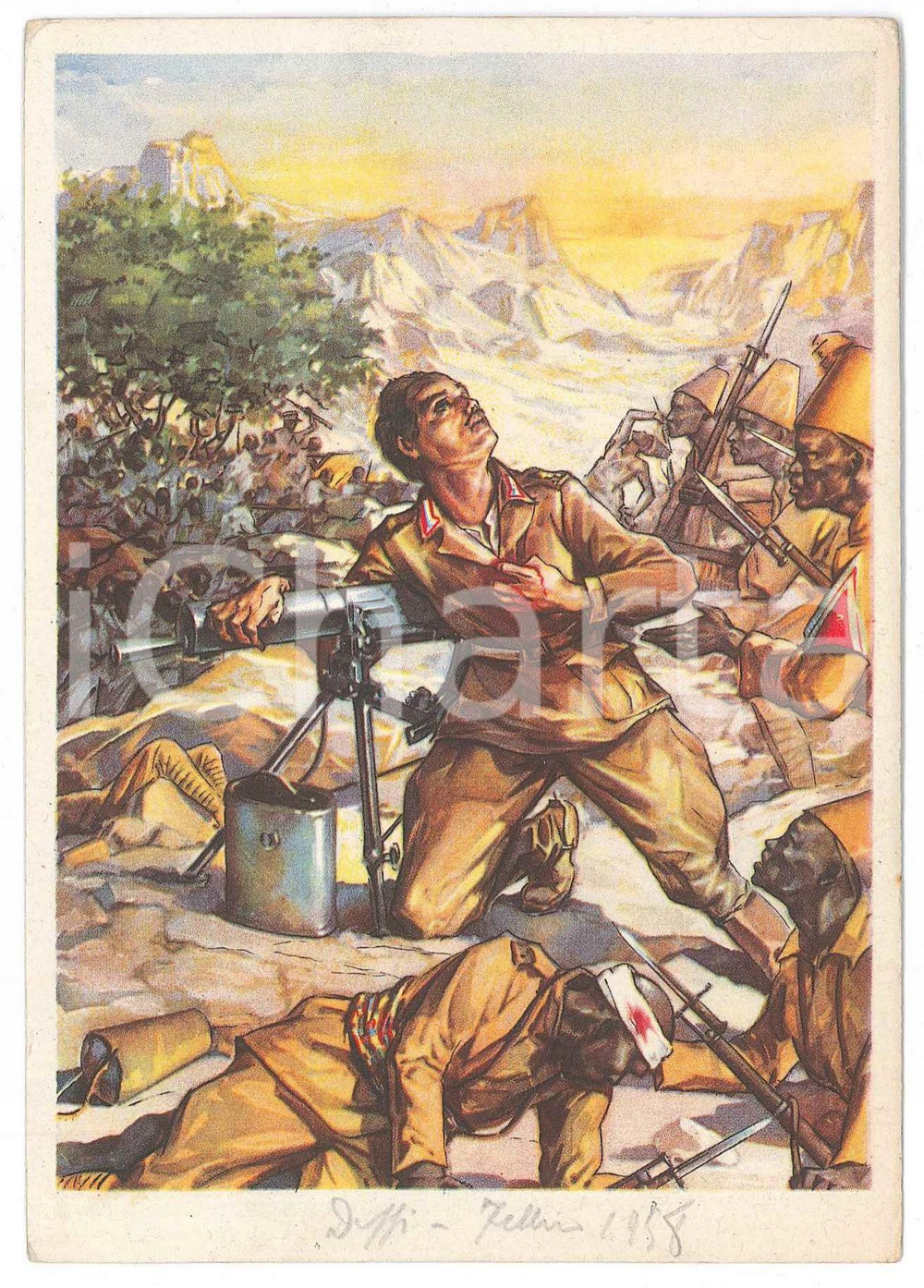 1939 WW2 Tenente Luigi MICHELAZZI Cartolina Museo granatieri Sardegna e Albania Cartolina d'epoca, non viaggiata. Al verso timbri a inchiostro "Luigi Testi - Padova" e "Magg. Giuseppe Canale Parola - Catanzaro".  FAIR/discreto Lievi smussature agli angoli Formato: FG originale e autentica 1