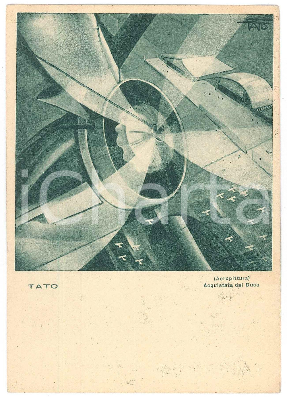 1934 AEROPITTORI FUTURISTI Guglielmo SANSONI - TATO Aeropittura - Cartolina FG  Cartolina d'epoca, non viaggiata. FAIR/discreto Lievi smussature agli angoli Formato: FG originale e autentica 1