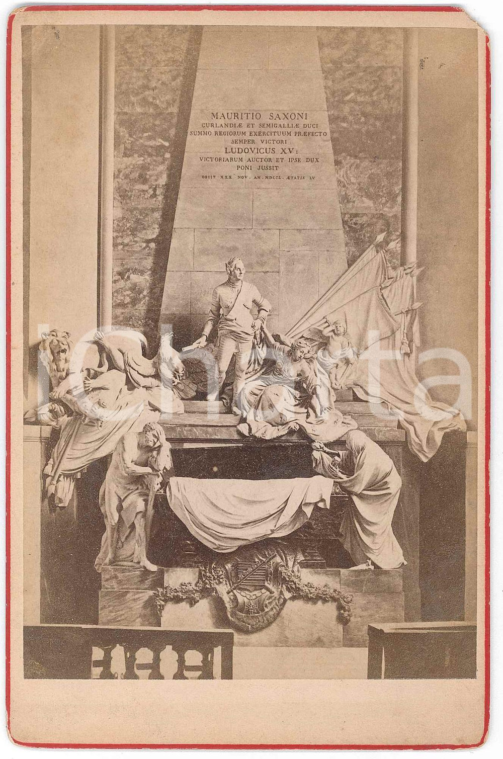1880 ca STRASBOURG Eglise Saint Thomas - Tombeau du Maréchal de Saxe *Photo  Fotografia d'epoca, montata su cartoncino rigido. FAIR/discreto minima mancanza angolare Formato: 11x16 cm originale e autentica 1