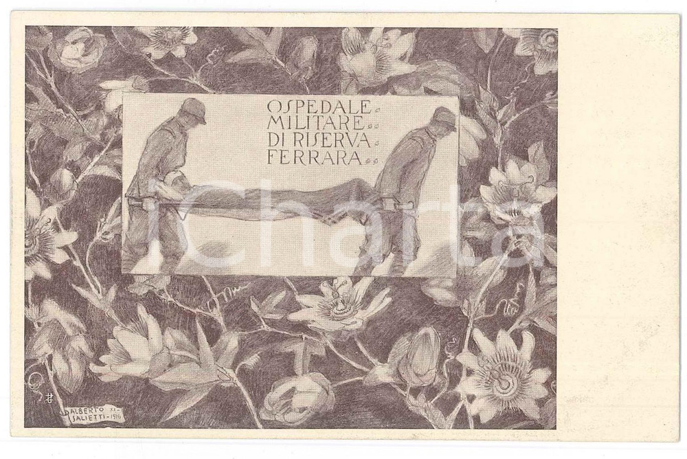 1916 WW1 Alberto SALIETTI - Ospedale Militare di Riserva FERRARA *Cartolina Cartolina postale d'epoca, non viaggiata. GOOD/buono  Formato: 14x9 cm originale e autentica 1