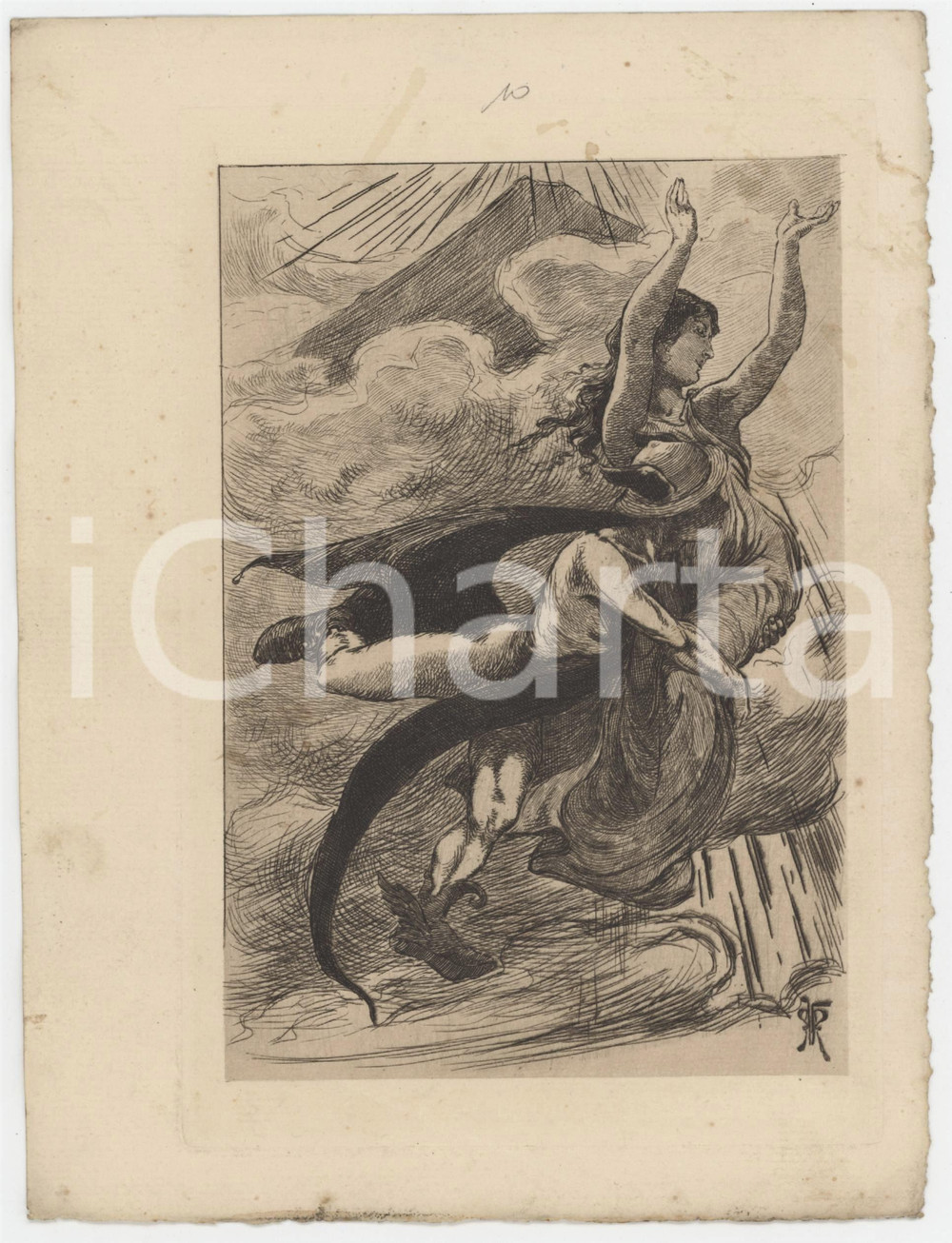 1906 APULÉE "Les Métamorphoses ou l'Asne d'Or "Mercure *Gravure Martin VAN MAELE Tavola originale d'epoca, opera di Martin Van Maele, estratta dalle "Metamorfosi" di Apuleio nell'edizione di Charles Carrington, Paris. FAIR/discreto lievi macchie Formato: 15x21 cm originale e autentica 1