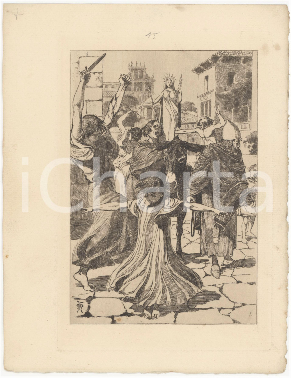 1906 APULÉE "Les Métamorphoses" Sacrifices à isis *Gravure Martin VAN MAELE Tavola originale d'epoca, opera di Martin Van Maele, estratta dalle "Metamorfosi" di Apuleio nell'edizione di Charles Carrington, Paris. FAIR/discreto lievi fioriture Formato: 15x21 cm originale e autentica 1