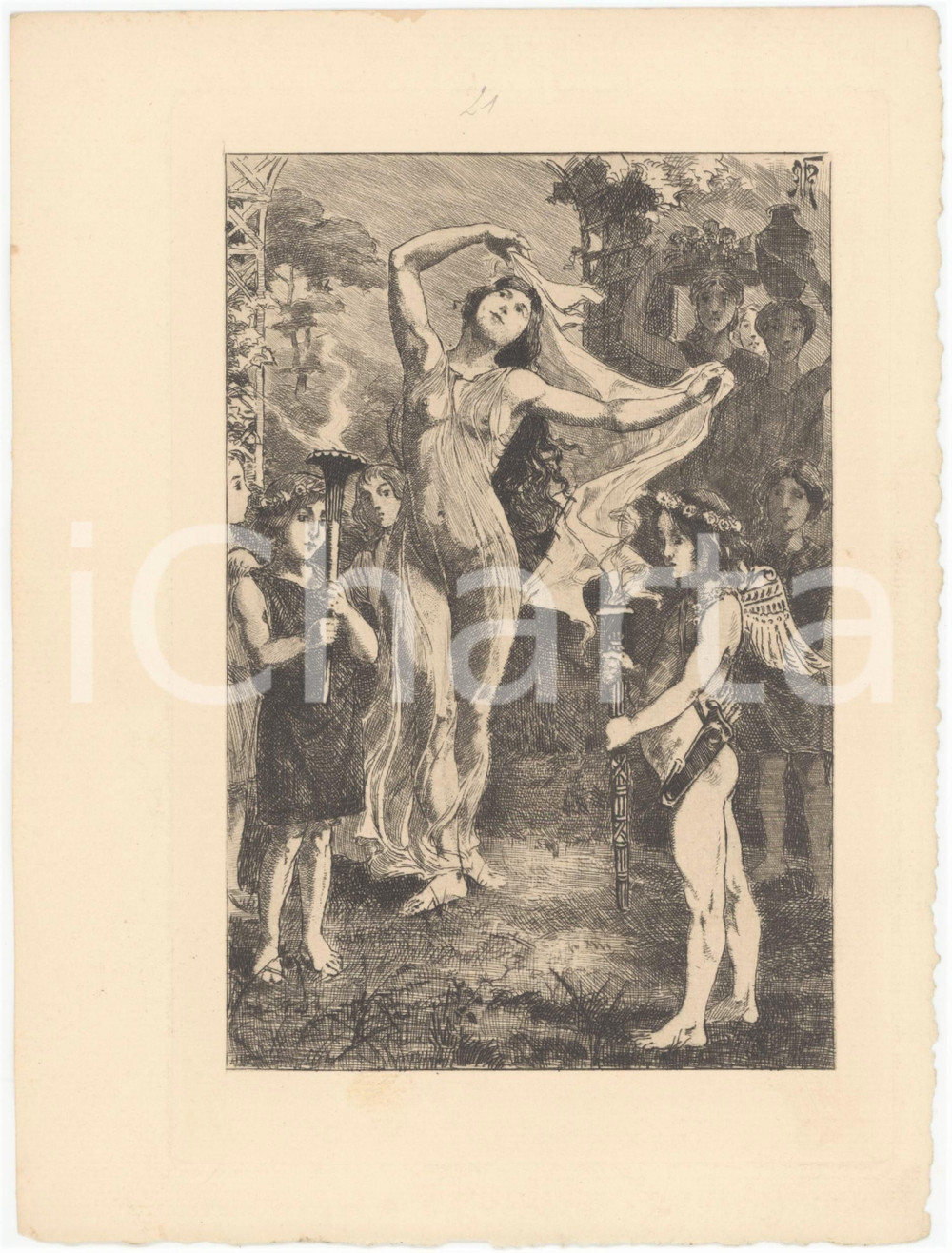 1906 APULÉE "Les Métamorphoses" - Déesse - Gravure Martin VAN MAELE Tavola originale d'epoca, opera di Martin Van Maele, estratta dalle "Metamorfosi" di Apuleio nell'edizione di Charles Carrington, Paris. GOOD/buono  Formato: 15x21 cm originale e autentica 1