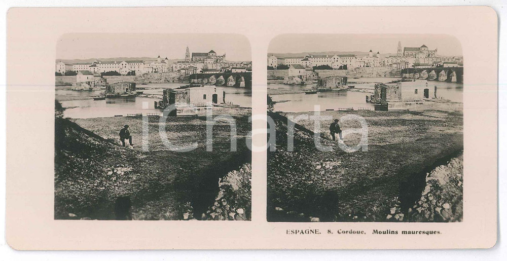 1905 ca TOLEDO (SPAGNA) Il Tago e il Ponte di Alcantara *Foto stereoscopica 10 Fotografia stereoscopica d'epoca.  GOOD/buono  Formato: 18x9 cm originale e autentica 1