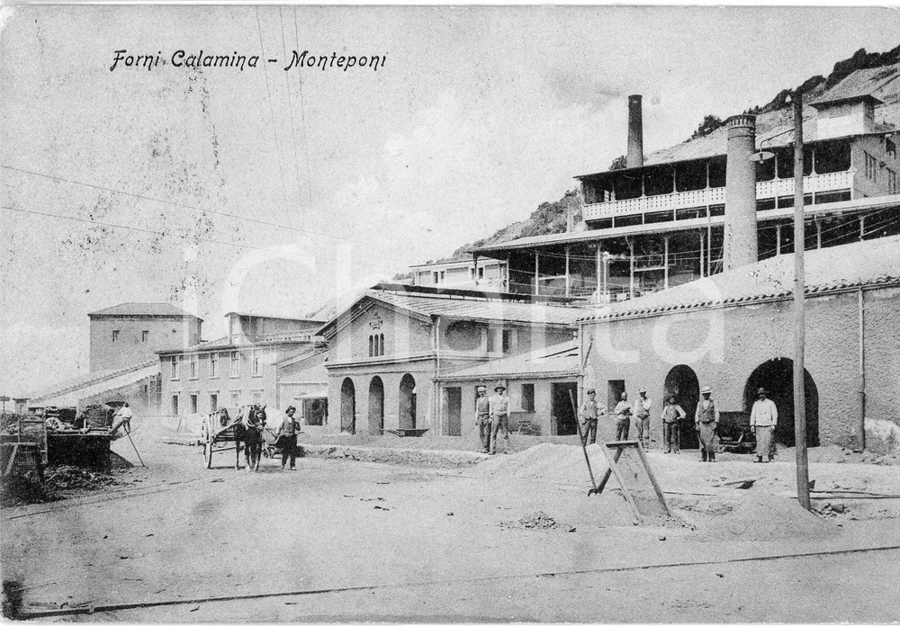 Cartolina originale da collezione 1920 ca IGLESIAS Miniera di MONTEPONI Forni calamina  Cartolina FP VG 1