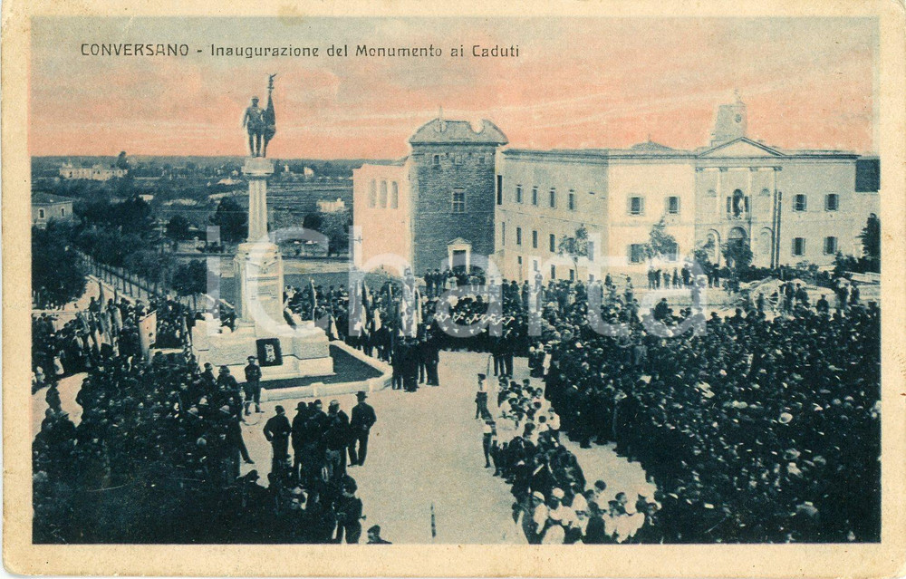 Cartolina originale da collezione 1924 CONVERSANO Inaugurazione del Monumento ai Caduti  Cartolina FP NV 1