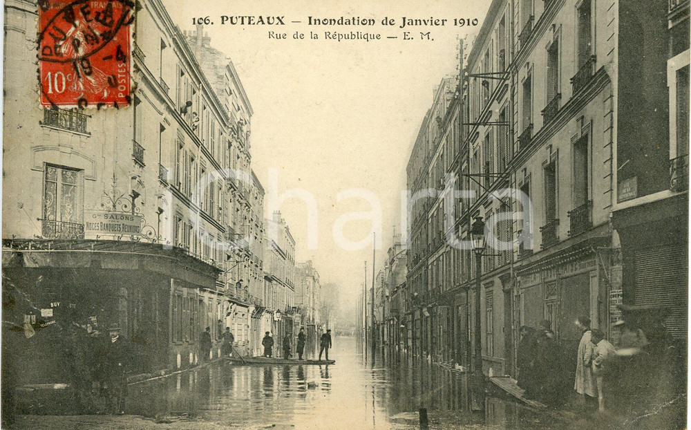 1910 CRUE DE LA SEINE - PUTEAUX Rue de la République - Carte postale FP VG  Cartolina postale d'epoca, viaggiata.CONDIZIONI: FAIRFORMATO: FP    originale e autentica 1