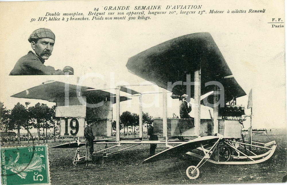 1910 GRANDE SEMAINE D'AVIATION Louis Charles BREGUET sur son appareil - Postcard  Cartolina postale d'epoca, viaggiata.CONDIZIONI: FAIRFORMATO: FP    originale e autentica 1