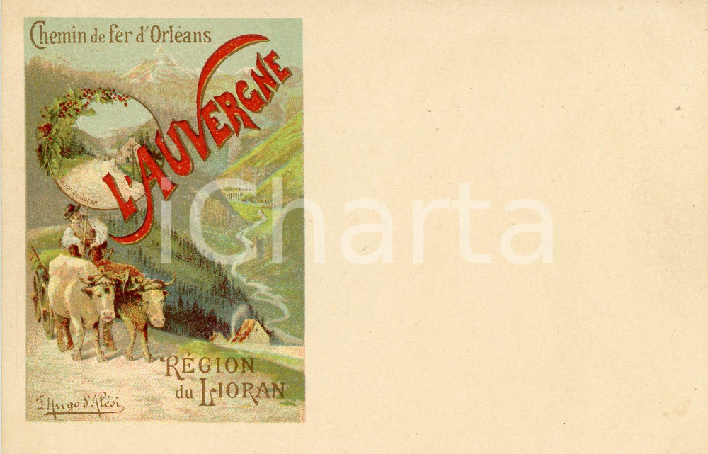 1900 ca AUVERGNE Chemin de fer d'Orleans - Illustrated by Hugo D'ALESI Postcard  Cartolina postale d'epoca, non viaggiata.CONDIZIONI: FAIRFORMATO: FP    originale e autentica 1