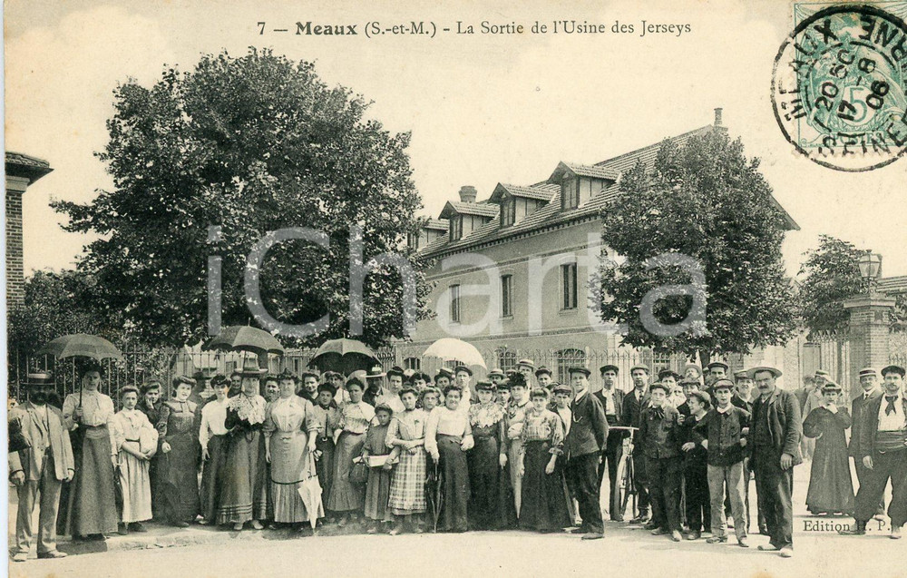 1906 MEAUX (FRANCE) La sortie de l'Usine des Jerseys - Carte Postale FP VG  Cartolina postale d'epoca, viaggiata.CONDIZIONI: FAIRFORMATO: FP    originale e autentica 1