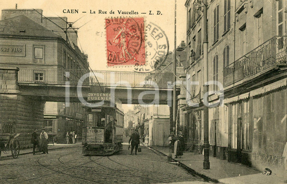 1906 CAEN (France) Tram à Rue de Vaucelles - Carte postale FP VG  Cartolina postale d'epoca, viaggiataCONDIZIONI: FFORMATO: FP    originale e autentica 1