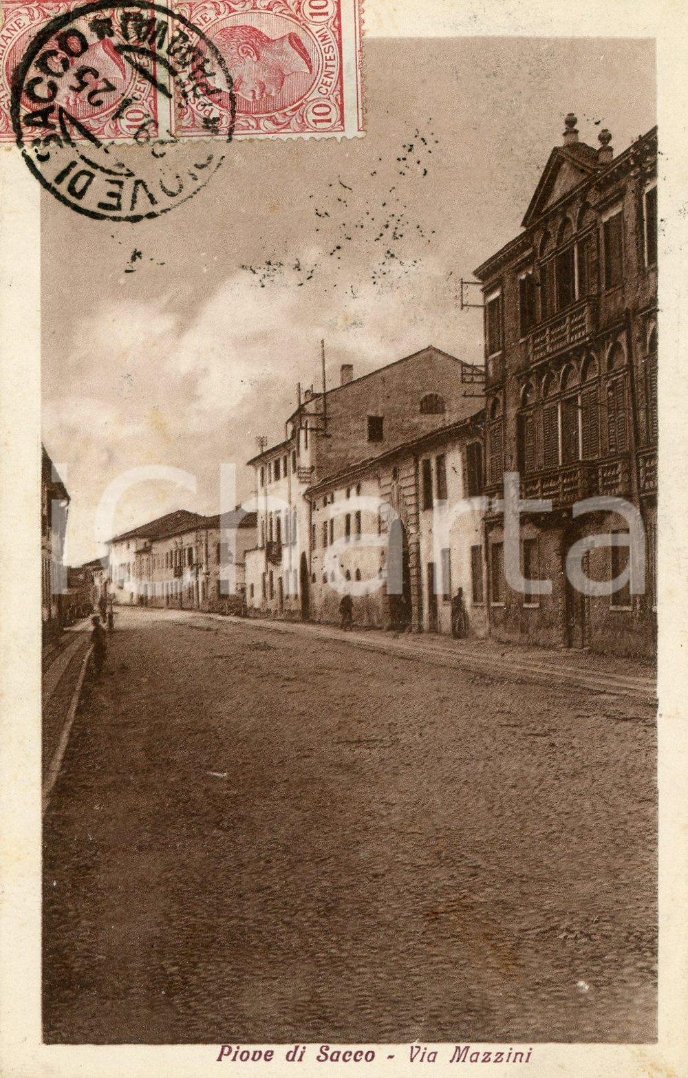 1925 PIOVE DI SACCO (PD) Via Padova - Cartolina animata FP VG  Cartolina postale d'epoca, viaggiata.CONDIZIONI: GFORMATO: FP    originale e autentica 1