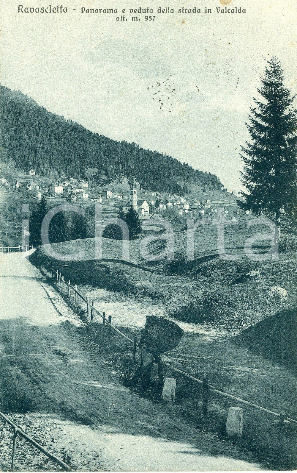 1929 RAVASCLETTO Panorama e veduta della strada in VALCALDA Cartolina FP VG  Cartolina postale d'epoca, viaggiata.CONDIZIONI: GFORMATO: FP    originale e autentica 1