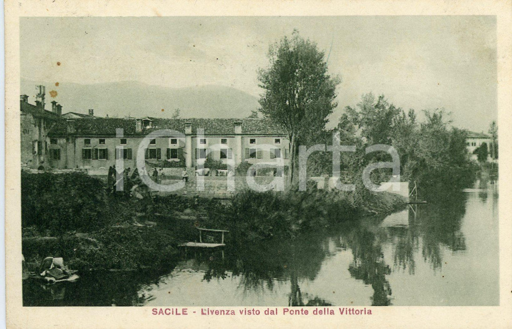 1926 SACILE Fiume Livenza visto dal Ponte della Vittoria - Cartolina ANIMATA FP  Cartolina postale d'epoca, viaggiata.CONDIZIONI: GFORMATO: FP    originale e autentica 1