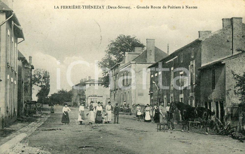1909 DEUX-SEVRES La Ferrière-Thenezay - Grande route de Poitiers à Nantes - FP  Cartolina postale d'epoca, viaggiata.CONDIZIONI: F (piegatura all'angolo inferiore destro)FORMATO: FP    originale e autentica 1