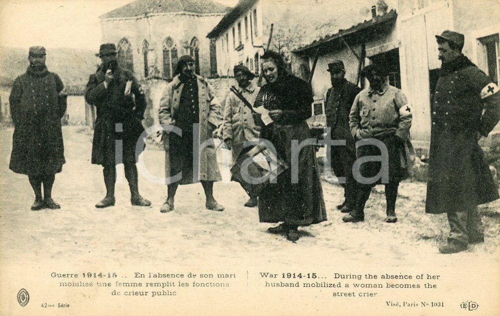 1920 ca WW1 Woman becomes a street crier after her husband's absence - Cartolina  Cartolina postale d'epoca, non viaggiata.CONDIZIONI: FAIRFORMATO: FP    originale e autentica 1