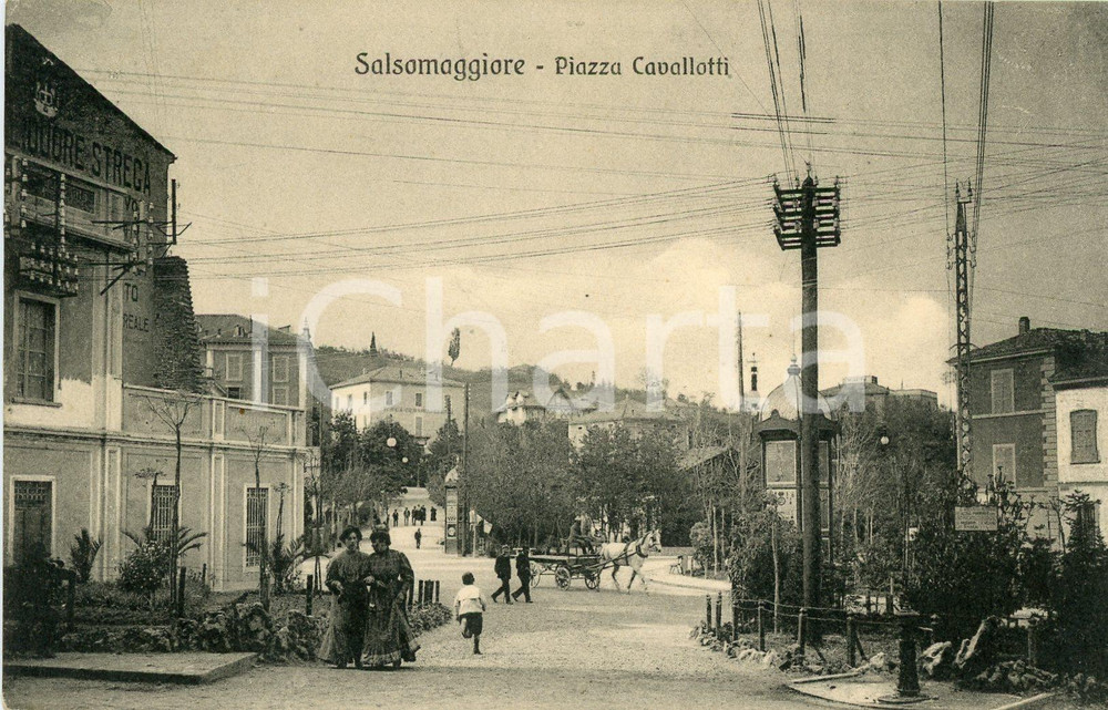 1910 ca SALSOMAGGIORE TERME (PR) Piazza Cavallotti - Cartolina ANIMATA FP NV  Cartolina postale d'epoca, non viaggiata.CONDIZIONI: GFORMATO: FP    originale e autentica 1