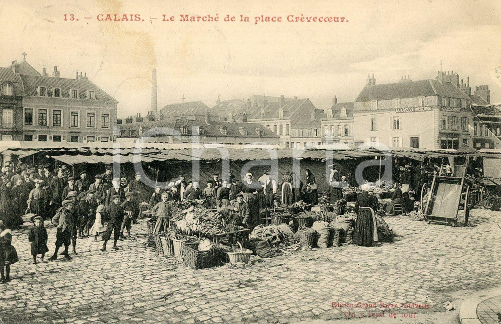 1908 CALAIS (F) Le marché de la place Crèvecœur - Cartolina FP VG  Cartolina postale d'epoca, non viaggiata.CONDIZIONI:FFORMATO: FP    originale e autentica 1