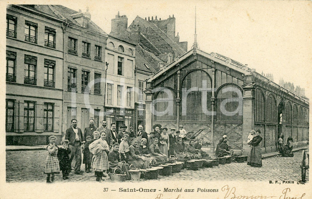 1906 SAINT-OMER (F) Marché aux poissons - Cartolina ANIMATA FP VG  Cartolina postale d'epoca, non viaggiata.CONDIZIONI: FAIRFORMATO: FP    originale e autentica 1