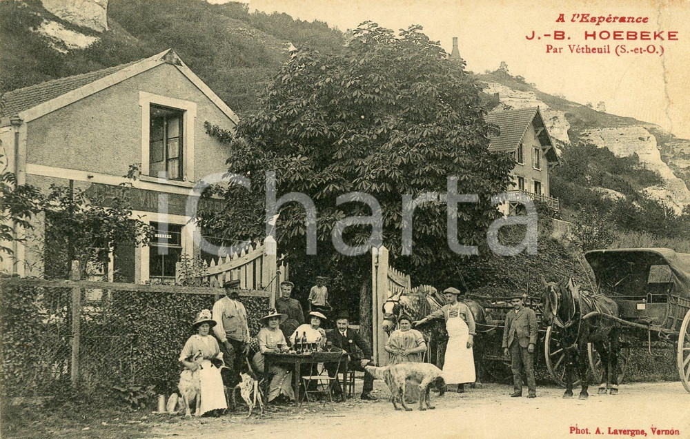 1910 ca VETHEUIL (FRANCE) A l'Espèrance - J.B. HOEBEKE - Cartolina ANIMATA FP NV  Cartolina postale d'epoca, non viaggiata.CONDIZIONI: POOR (profonda piegatura al margine destro)FORMATO: FP    originale e autentica 1