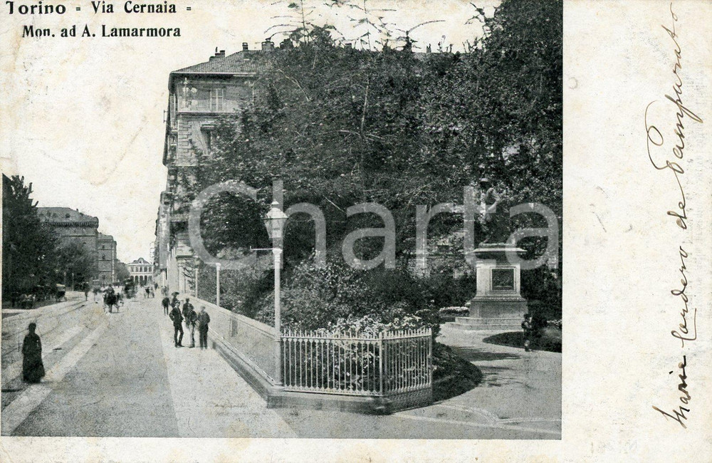 1900ca TORINO Via Cernaia - Monumento ad Alfonso LA MARMORA Cartolina ANIMATA FP  Cartolina postale d'epoca, viaggiata.CONDIZIONI: FFORMATO: FP    originale e autentica 1